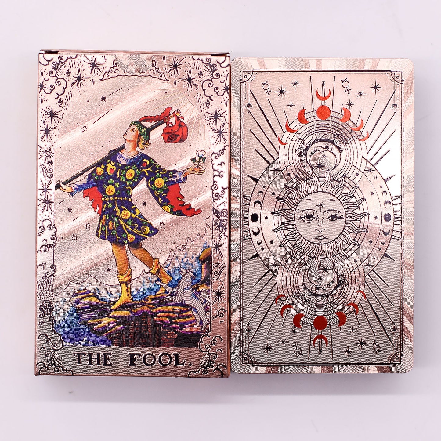 Moon Phase Tarot Cards in Rose Gold with Guidebook | Lunar Cycle Fortune Telling Cards 78 Arcana UK