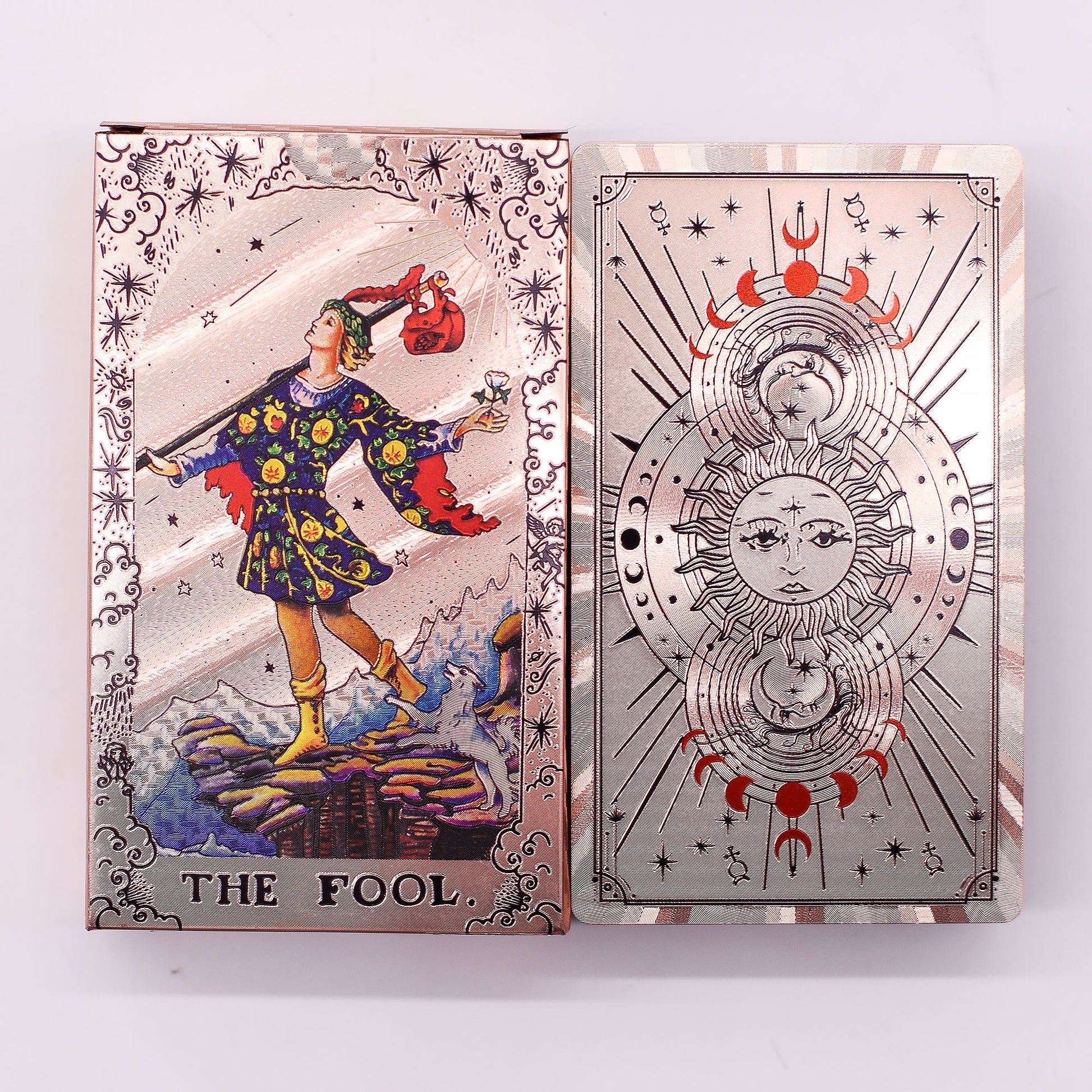 Moon Phase Tarot Cards in Rose Gold with Guidebook | Lunar Cycle Fortune Telling Cards 78 Arcana UK