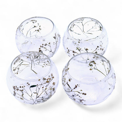 Natural Floral Glass - Bowl Candle Holder - Margarita