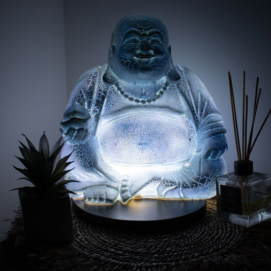 Sky Blue Laughing Buddha Lamp