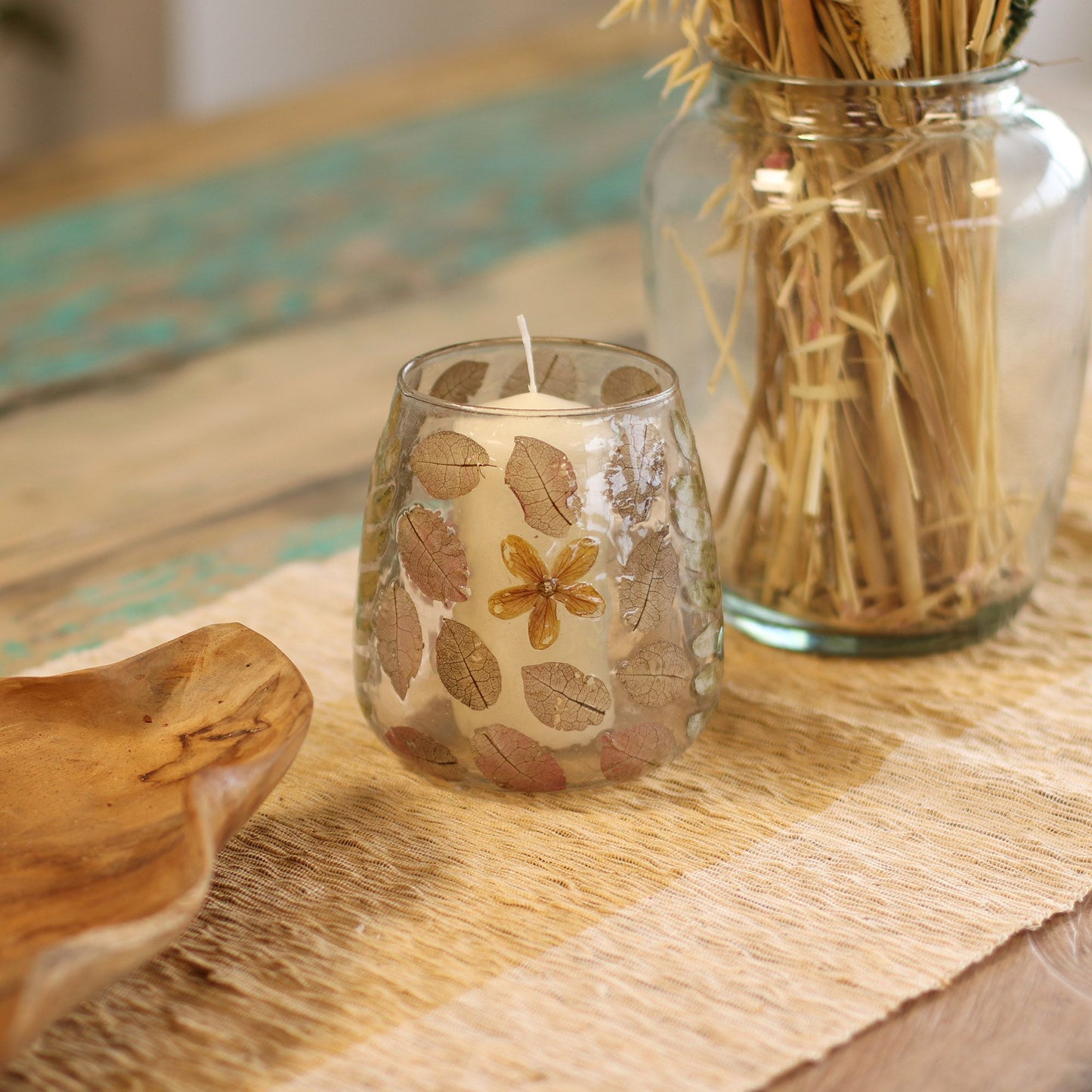 Natural Floral Glass - Vase Candle Holder - Primavera