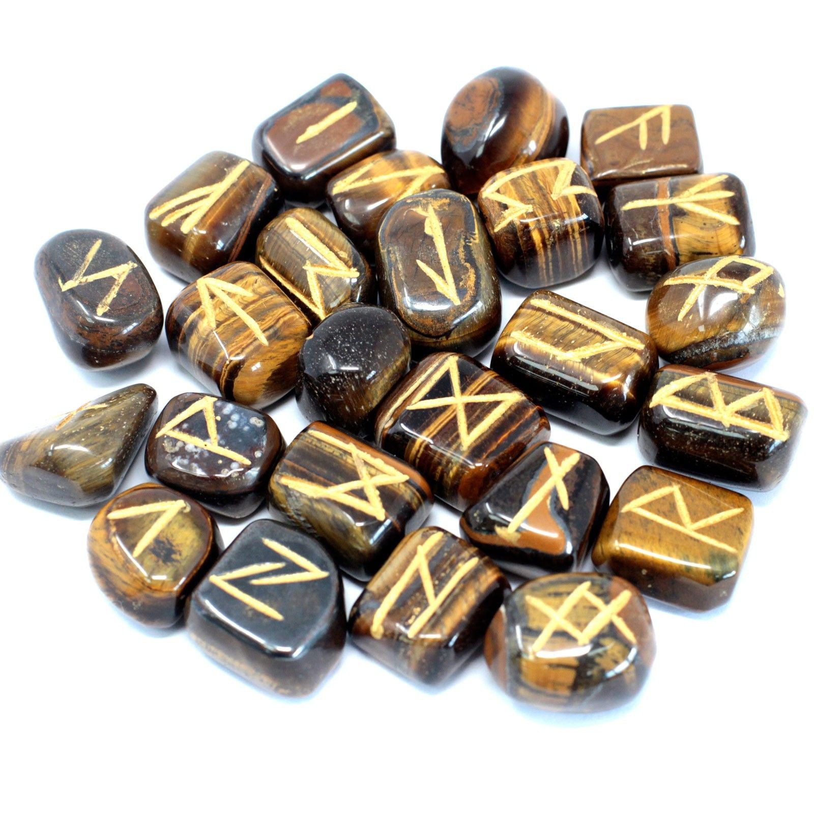 Eye Runes Tiger Eye Rune Stones Set with Pouch | 25 Runes UK – Divine Warrior