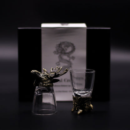 Gift Set of 6 Shot Glasses (50ml) - Wild Forest Creatures - Antique Bronze