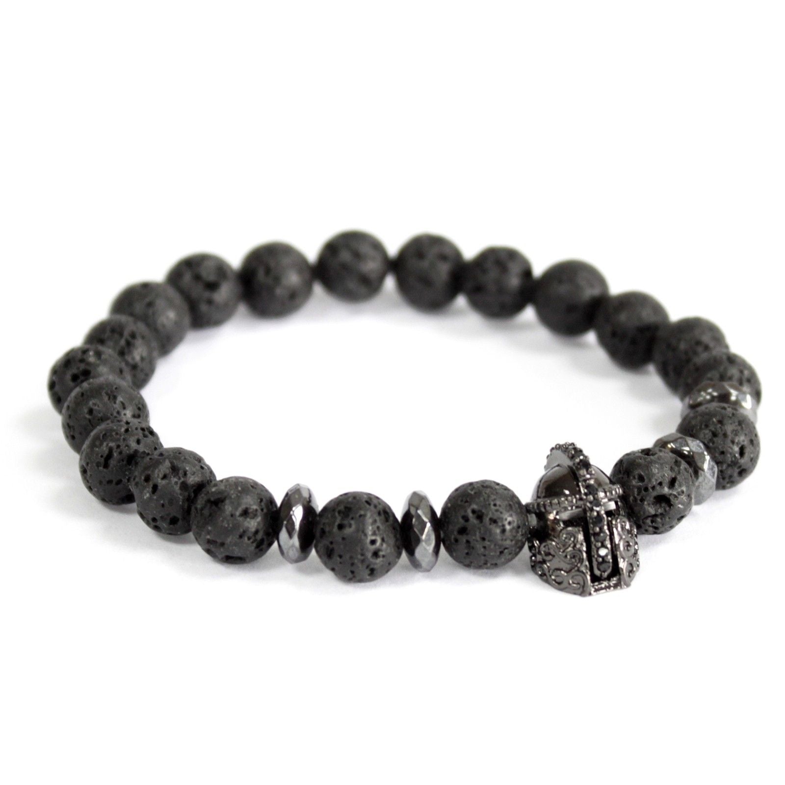 Knight's Helmet Lava Stone Bracelet