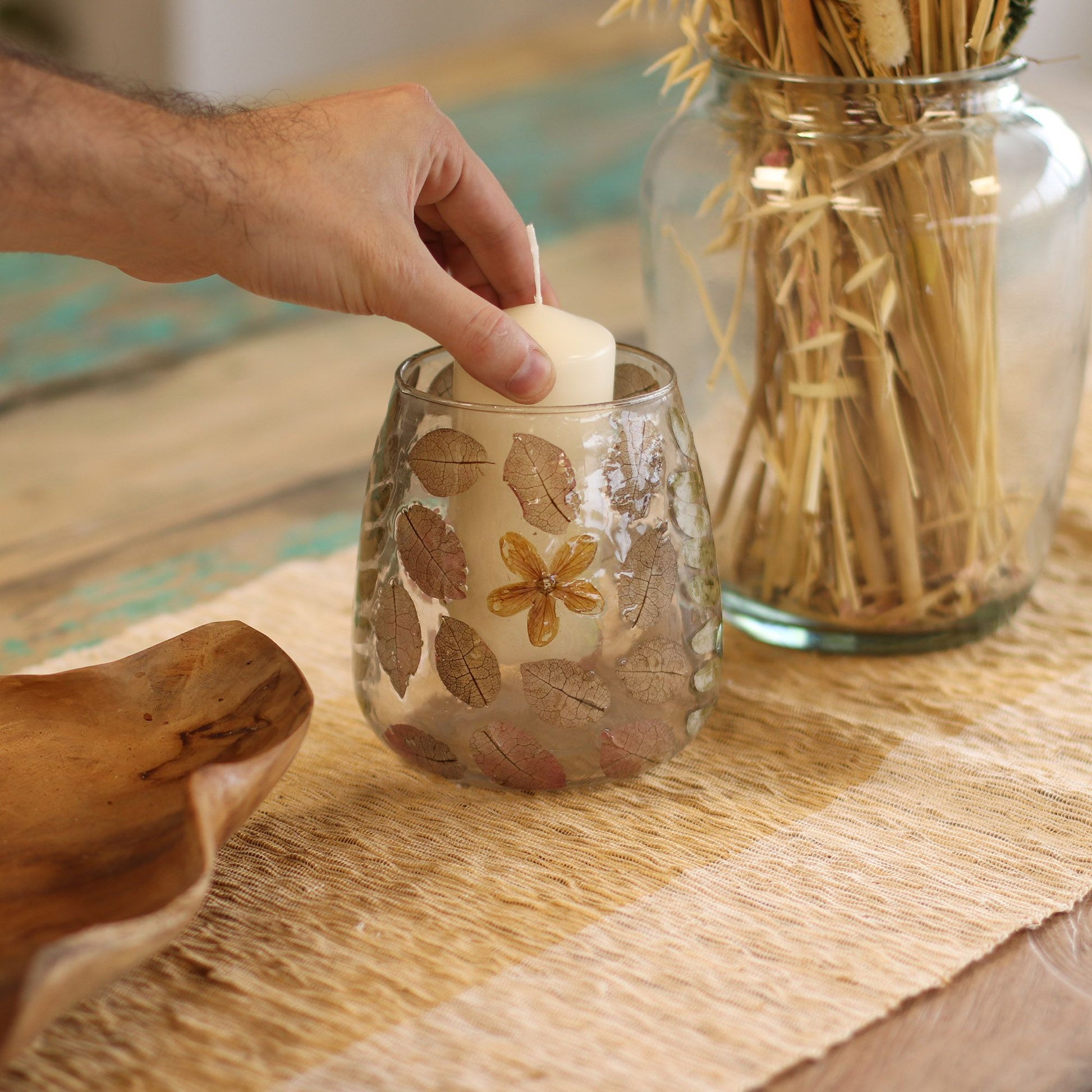 Natural Floral Glass - Vase Candle Holder - Primavera