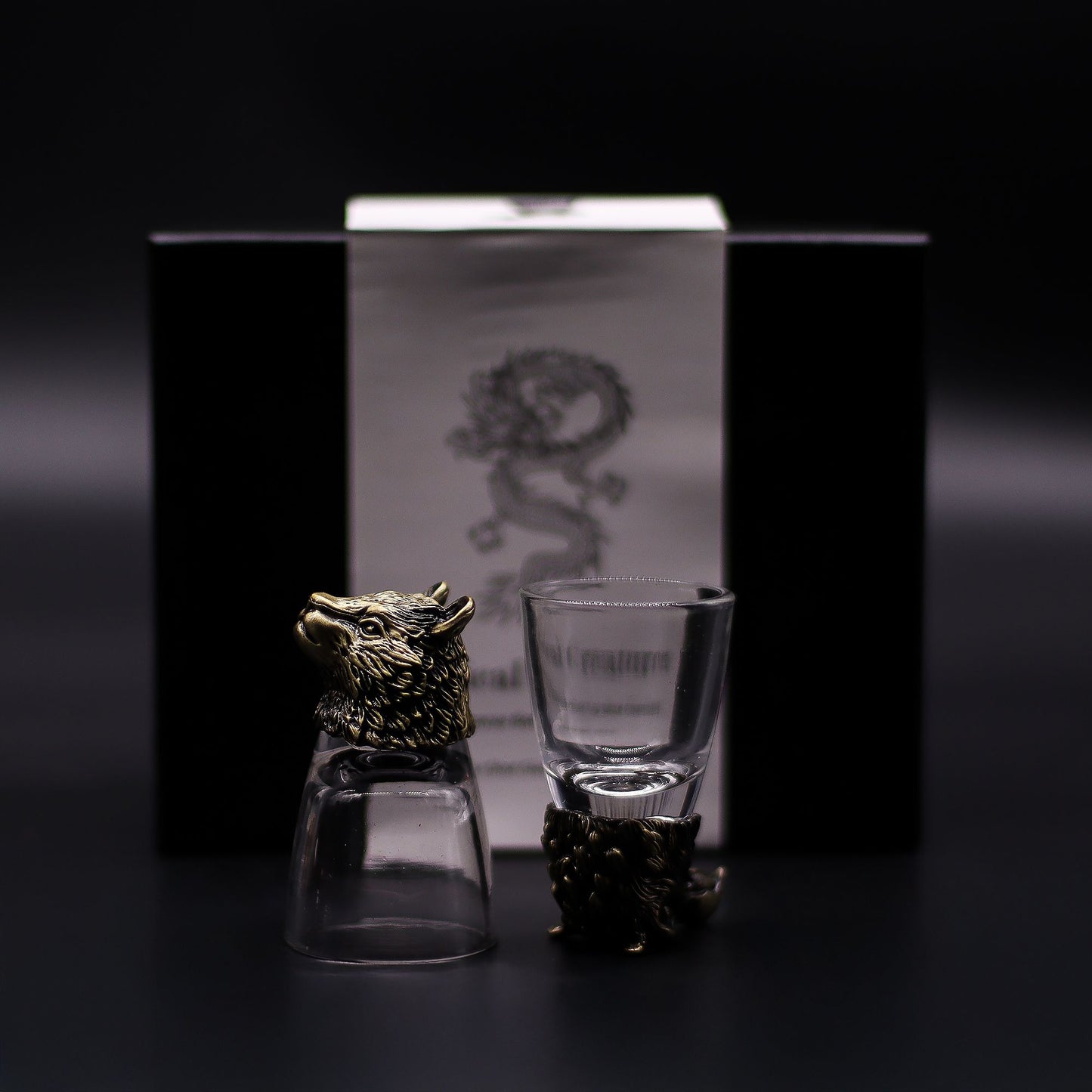 Gift Set of 6 Shot Glasses (50ml) - Wild Forest Creatures - Antique Bronze