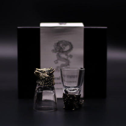 Gift Set of 6 Shot Glasses (50ml) - Wild Forest Creatures - Antique Bronze