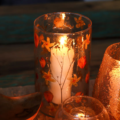 Natural Floral Glass - Tall Vase Candle Holder - Rose