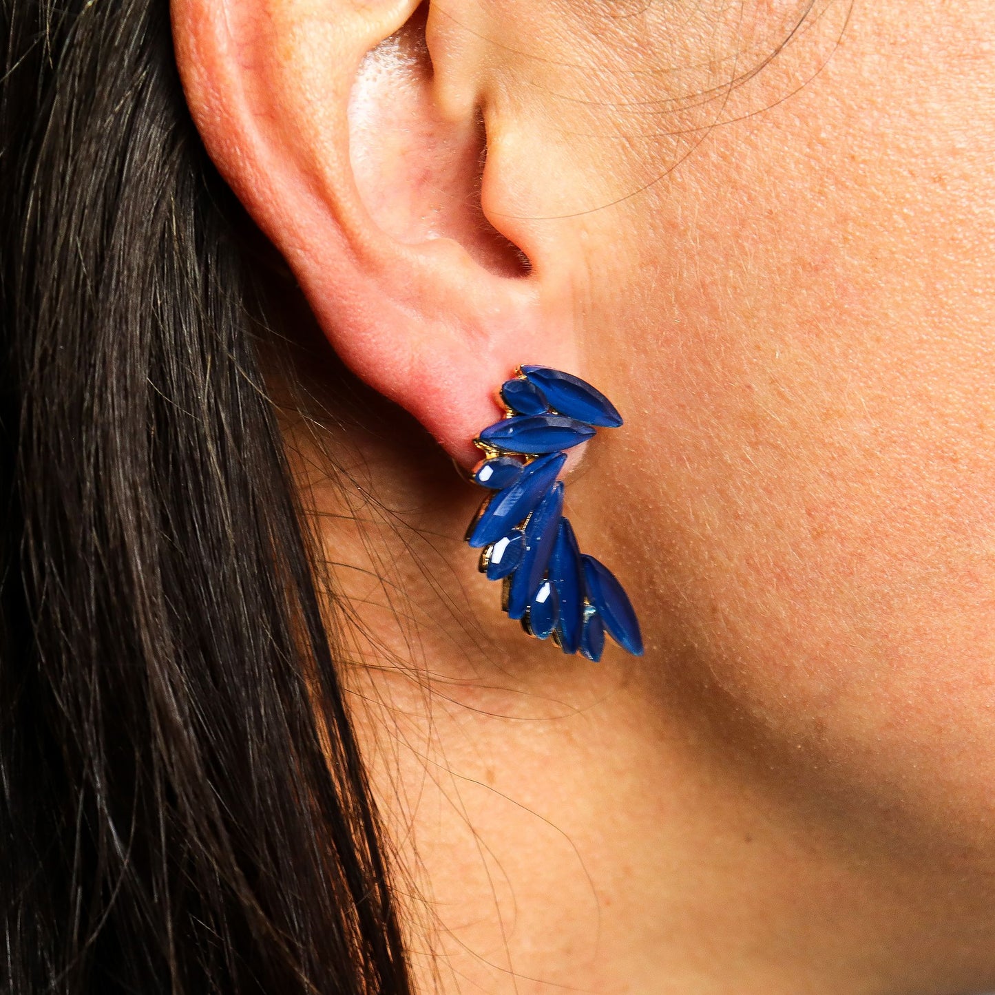 Royal Blue - Vintage Glass - Angel Wings - Earrings
