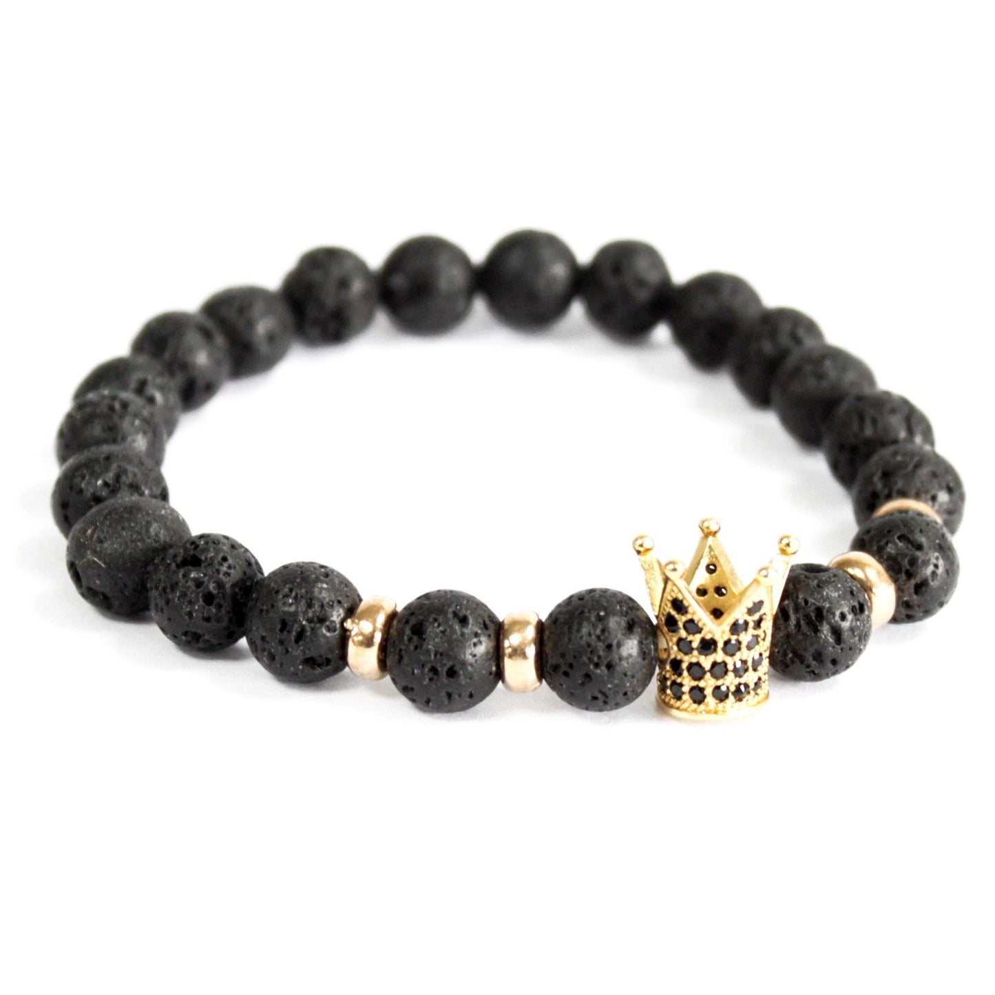 Gold Crown Lava Stone Bracelet