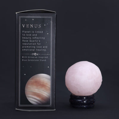 Rose Quartz Planet on a Sola Goldstone Stand Venus