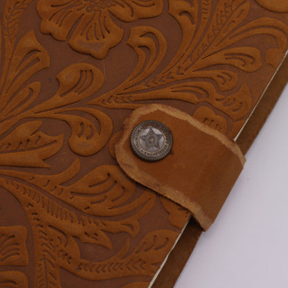 Leather Embossed Notebook – Tan Floral Pattern