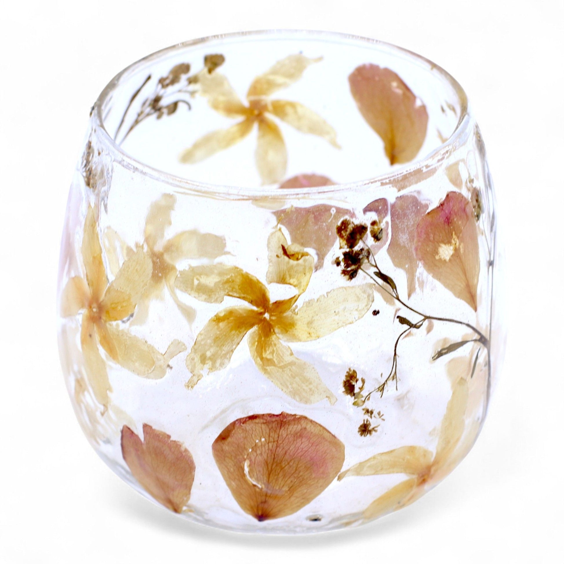 Natural Floral Glass - Straight Candle Holder - Rosa