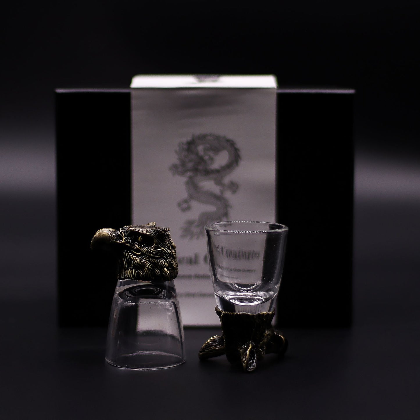 Gift Set of 6 Shot Glasses (50ml) - Wild Forest Creatures - Antique Bronze