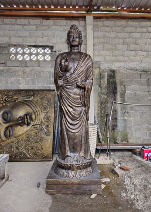 Tall Antique Gold Standing Buddha Statue – 3m