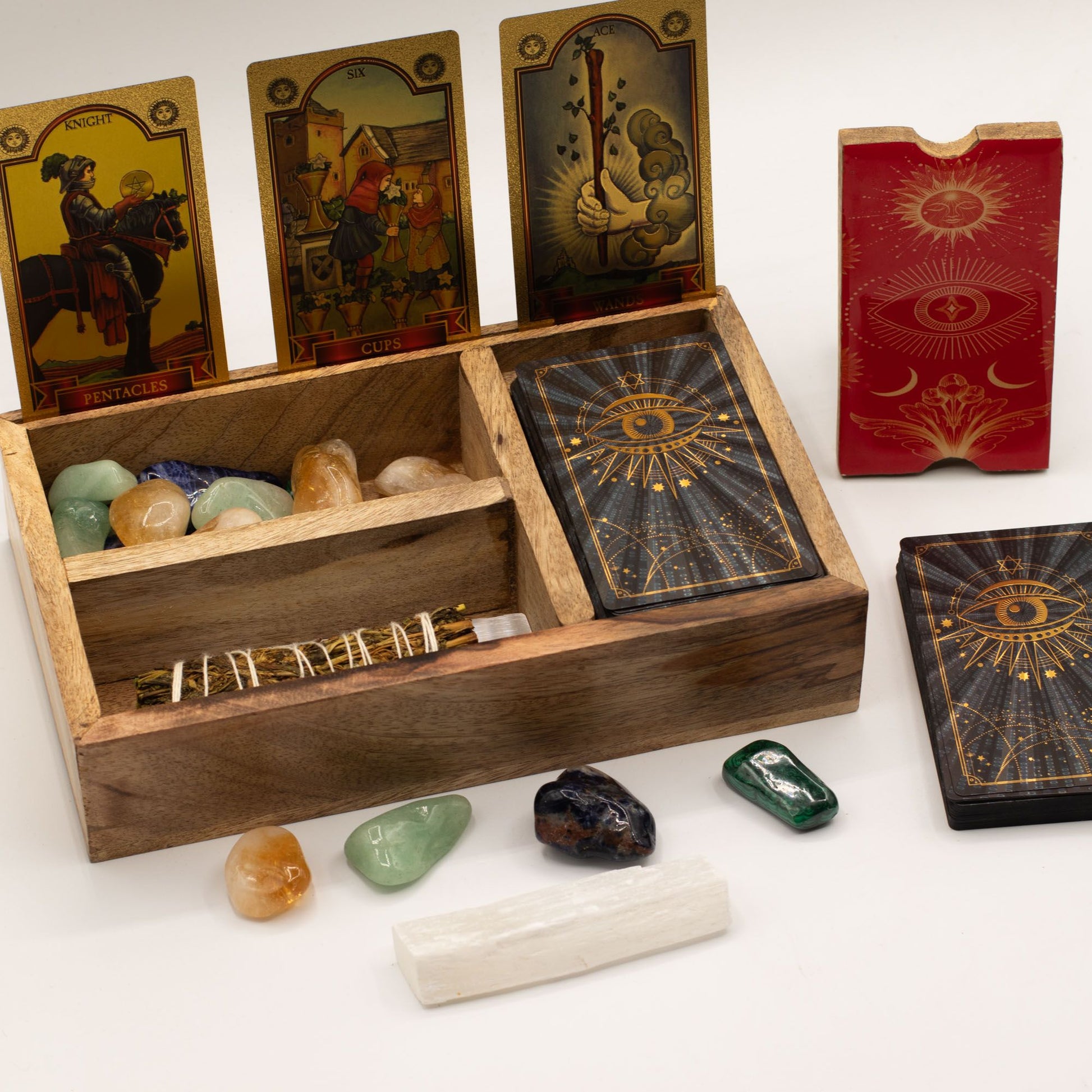 Three Section Tarot Box with Card Holder