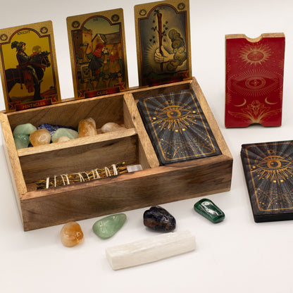 Three Section Tarot Box with Card Holder