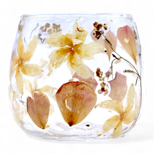 Natural Floral Glass - Straight Candle Holder - Rosa
