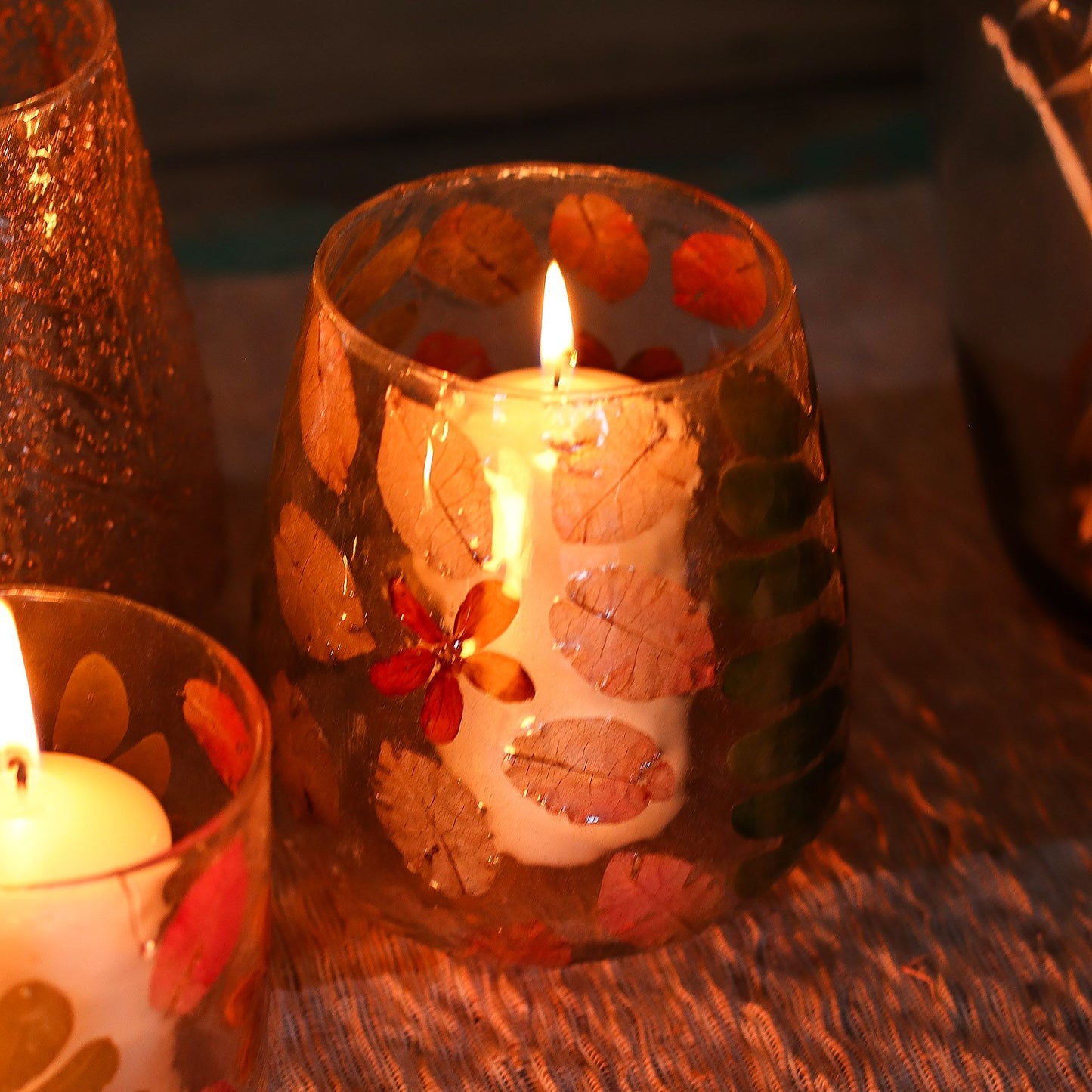 Natural Floral Glass - Vase Candle Holder - Primavera