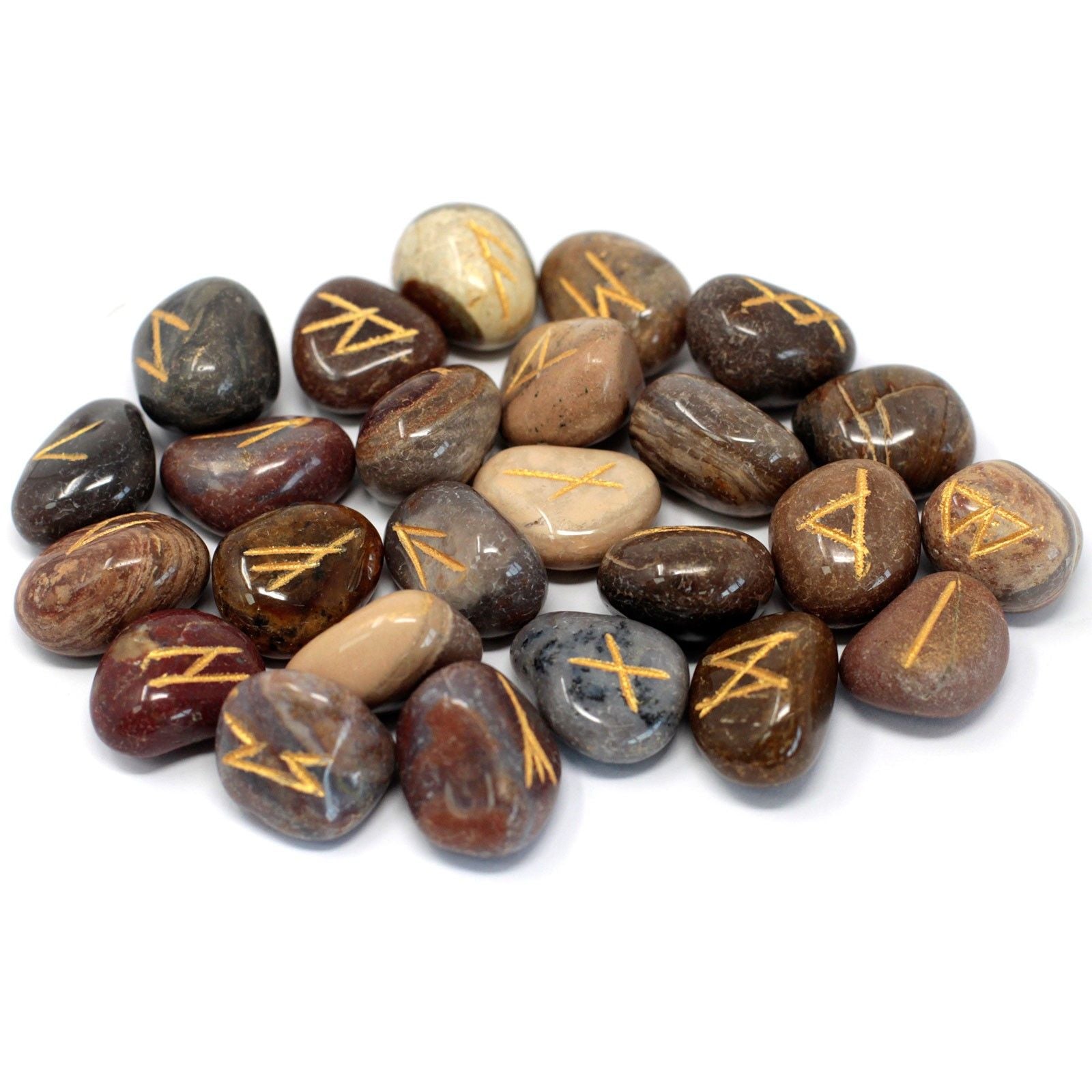 Runes Stone Set in Pouch - Fancy Jasper – Divine Warrior