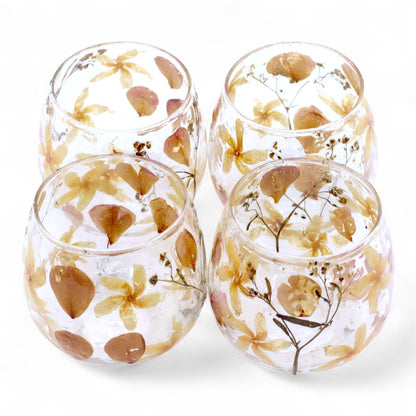 Natural Floral Glass - Straight Candle Holder - Rosa