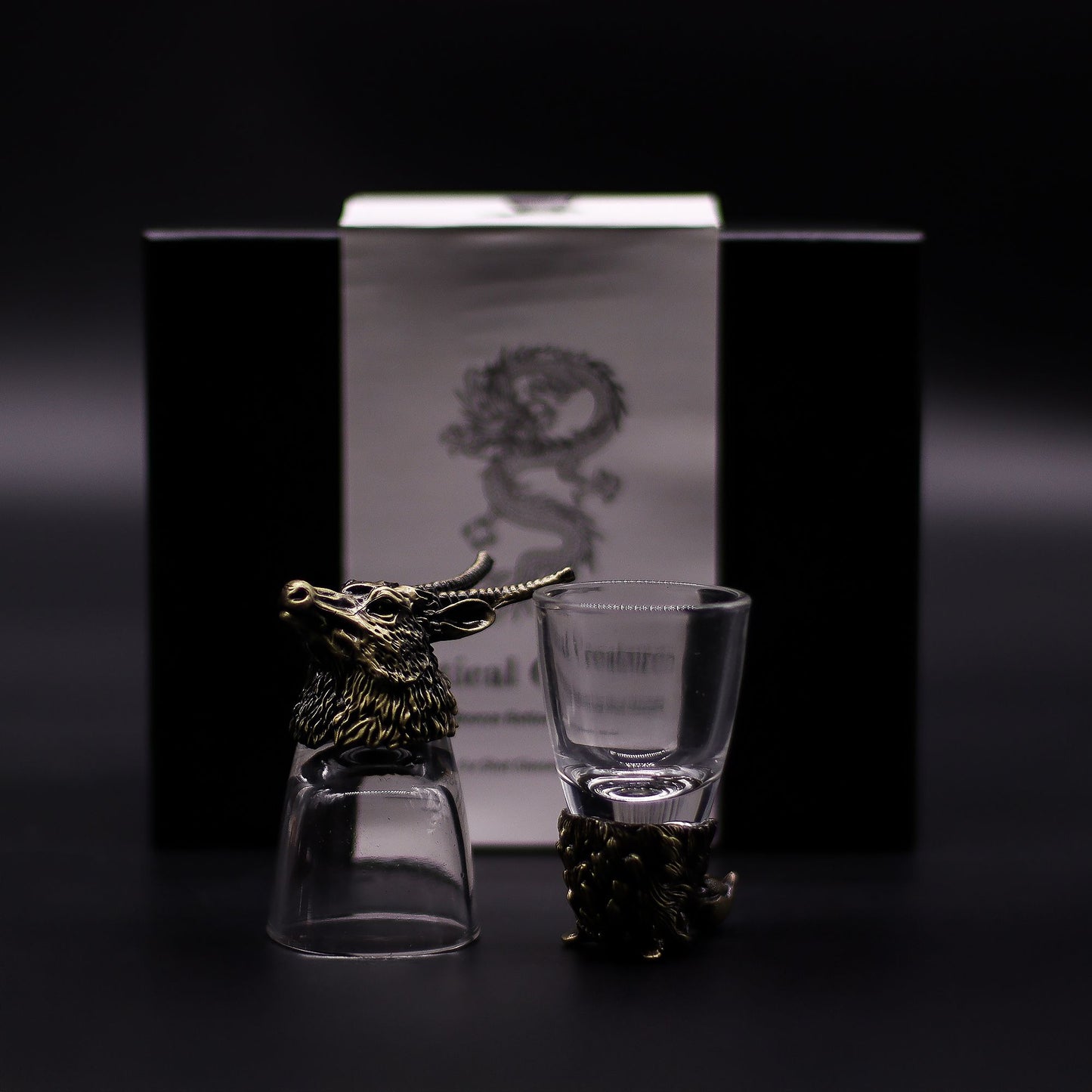 Gift Set of 6 Shot Glasses (50ml) - Wild Forest Creatures - Antique Bronze
