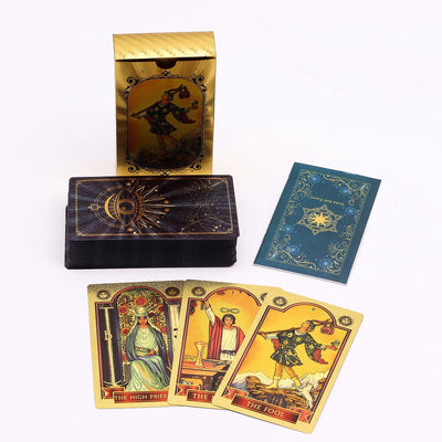 All Seeing Eye Tarot Cards in Blue & Gold Mystical Fortune Telling Set with Guidebook