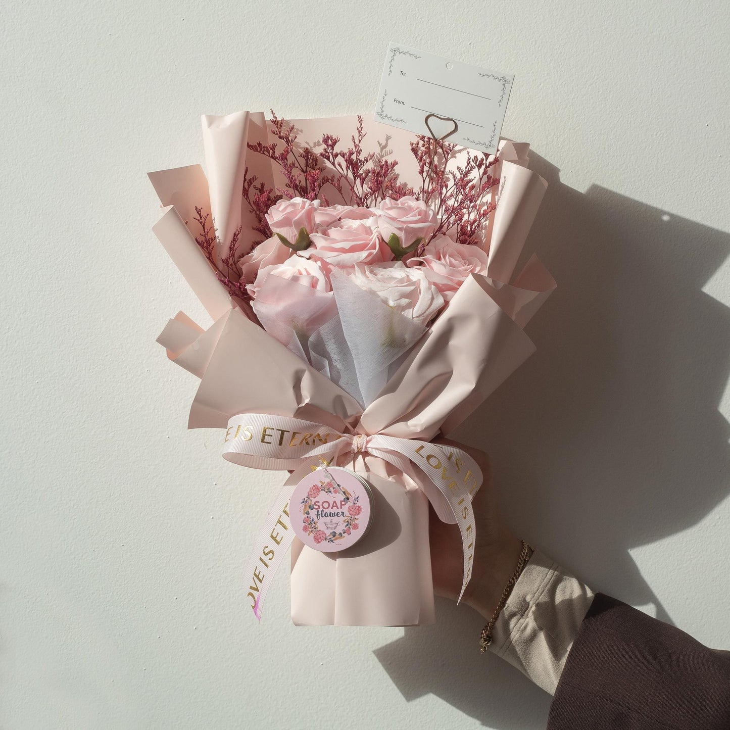 Large Pink Roses Bouquet - Love is Eternal - Gift Card