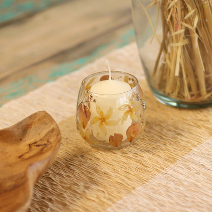 Natural Floral Glass - Straight Candle Holder - Rosa