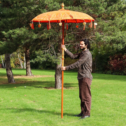 Bali Patio Parasol Garden Umbrella - Orange 1.5m