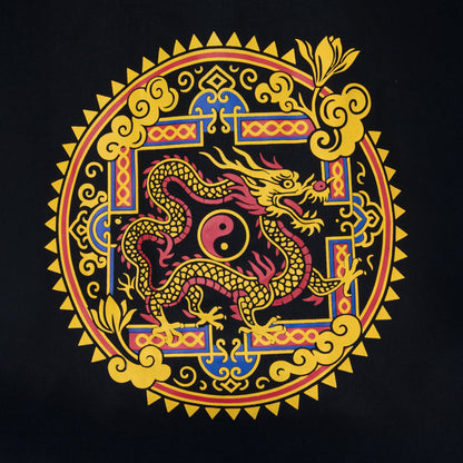Dragon & Yin Yang Black Cotton Tote Bag
