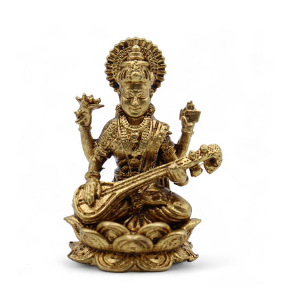 Brass Miniature Gods - Sarswati