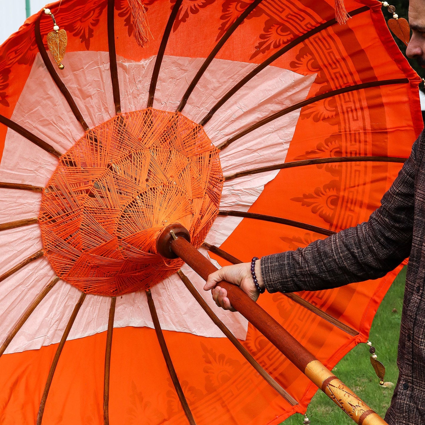 Bali Patio Parasol Garden Umbrella - Orange 1.5m