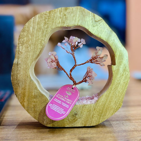 Gemstone Tree Garden - Mango Wood Ring - Rose Quartz