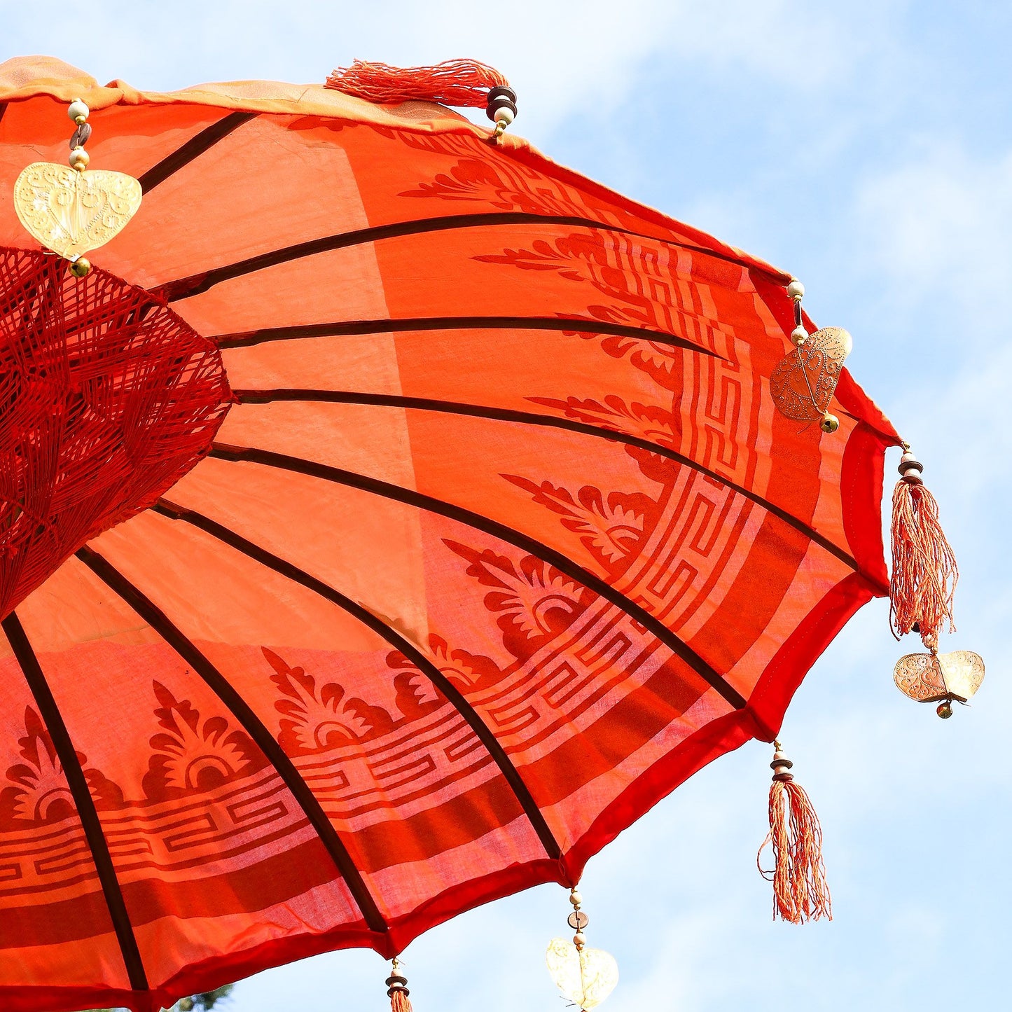 Bali Patio Parasol Garden Umbrella - Orange 1.5m