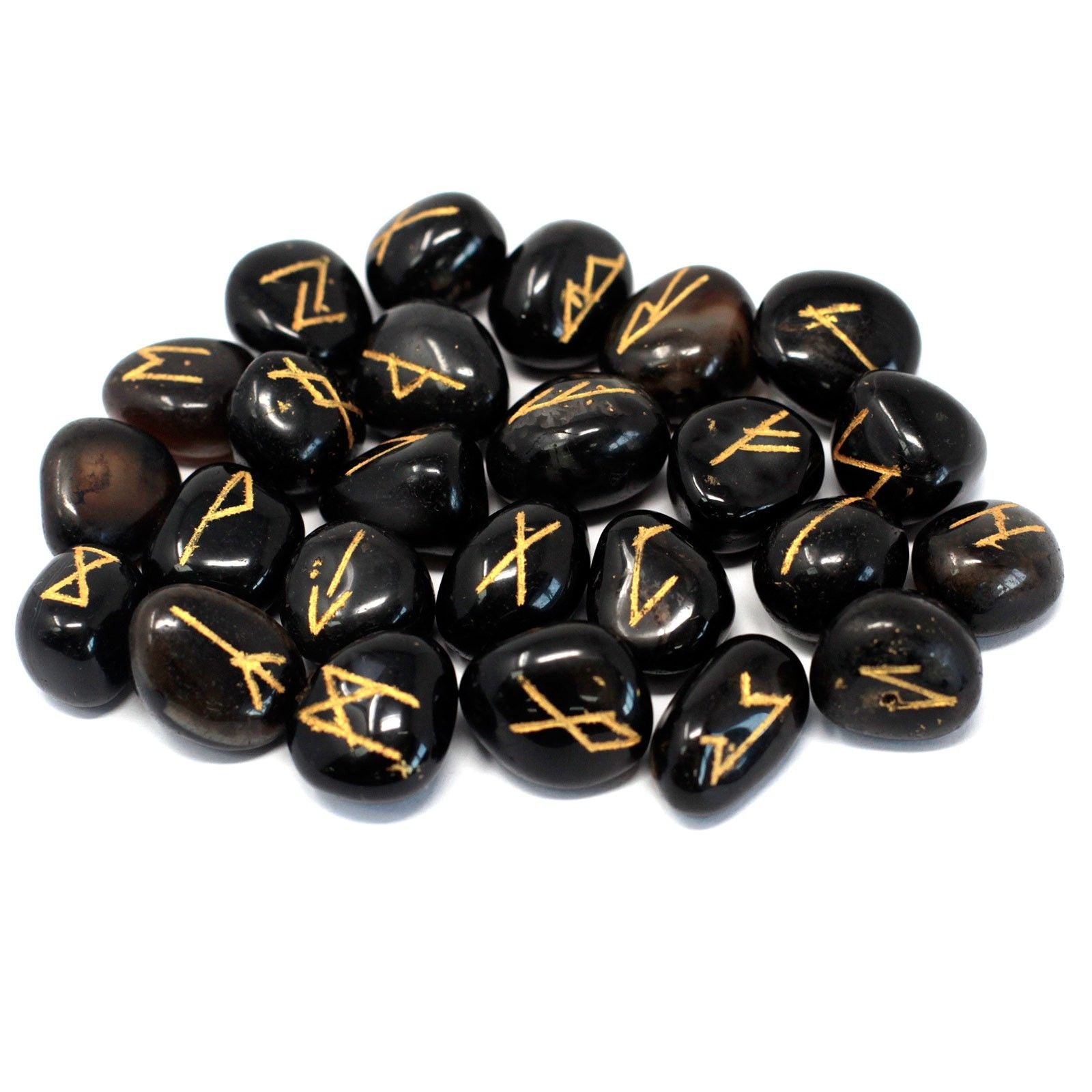 Black Onyx Rune Stones Set with Pouch | 25 Runes UK – Divine Warrior