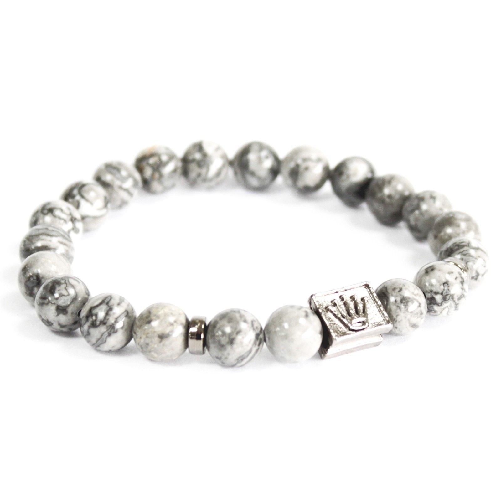 Crown Ingot Grey Agate Bracelet