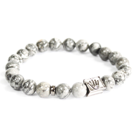 Crown Ingot Grey Agate Bracelet