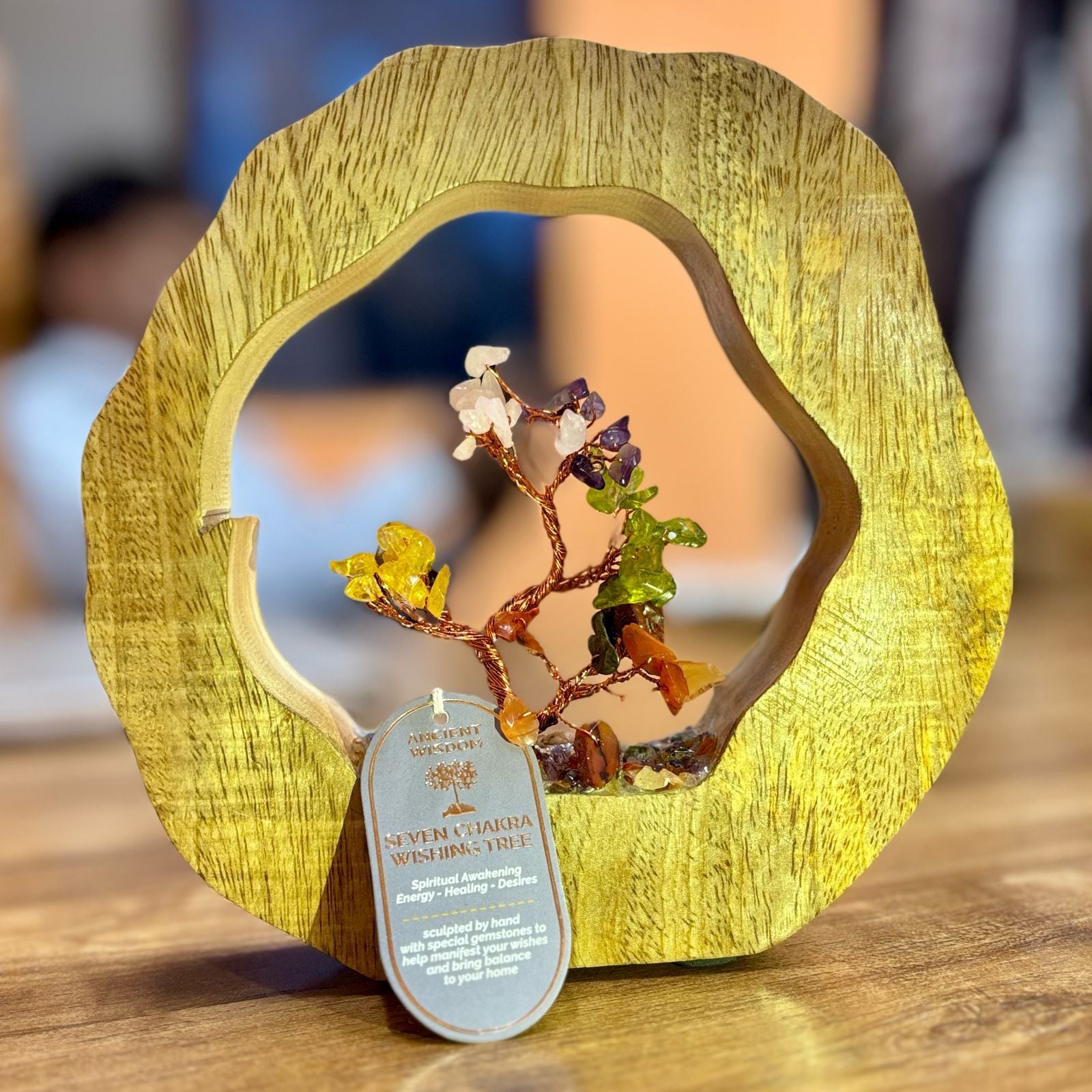 Gemstone Tree Garden - Mango Wood Ring - Seven Chakra