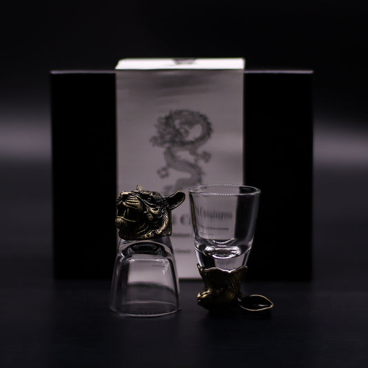 Gift Set of 6 Shot Glasses (50ml) - Wild Forest Creatures - Antique Bronze