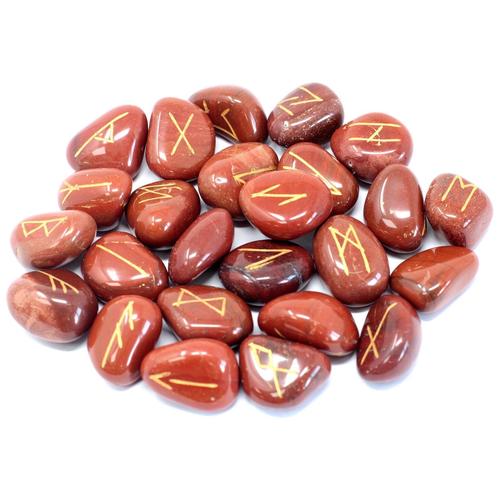 Red Jasper Rune Stones Set with Pouch | 25 Runes UK – Divine Warrior