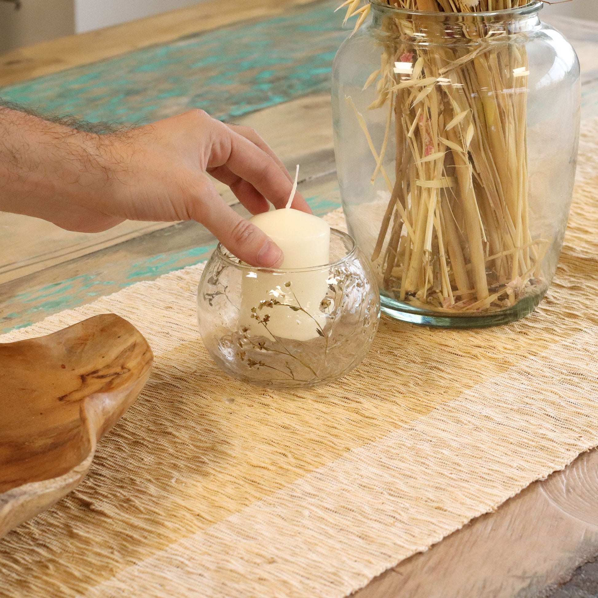 Natural Floral Glass - Bowl Candle Holder - Margarita