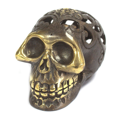 Vintage Brass Skull Ornament - Medium