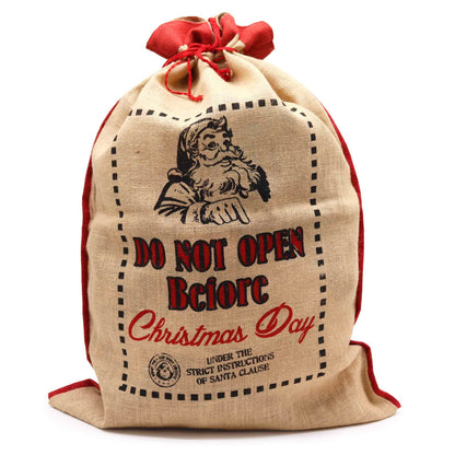 Do Not Open Before Jute Santa Sack