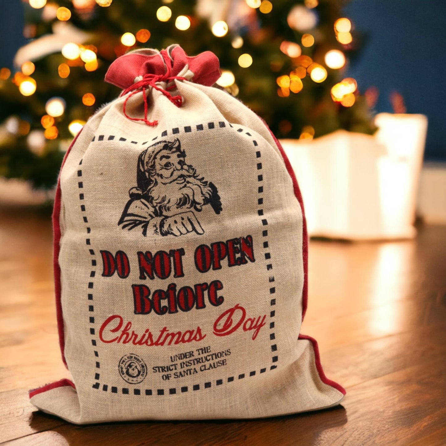 Do Not Open Before Jute Santa Sack