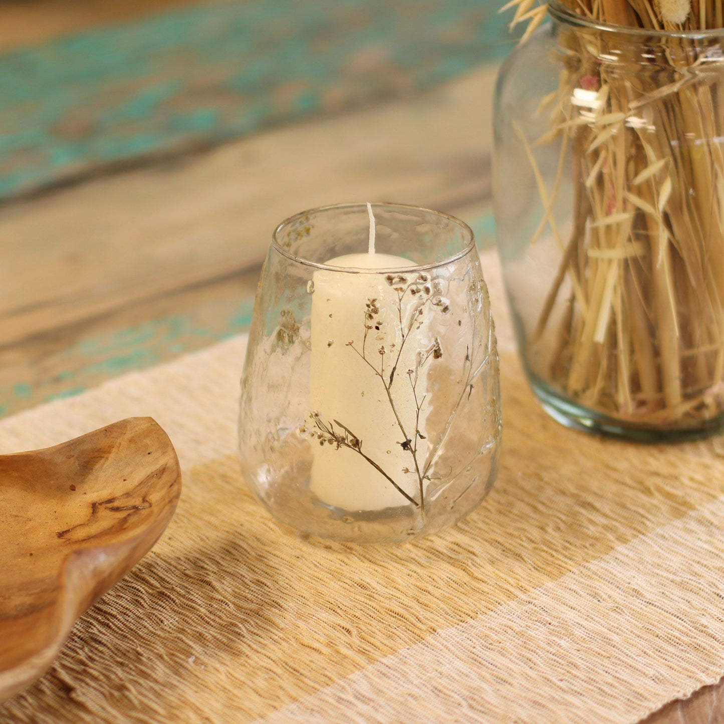 Natural Floral Glass - Vase Candle Holder - Margarita