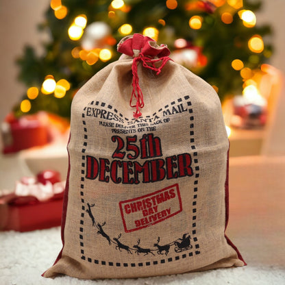 25th December Jute Santa Sack