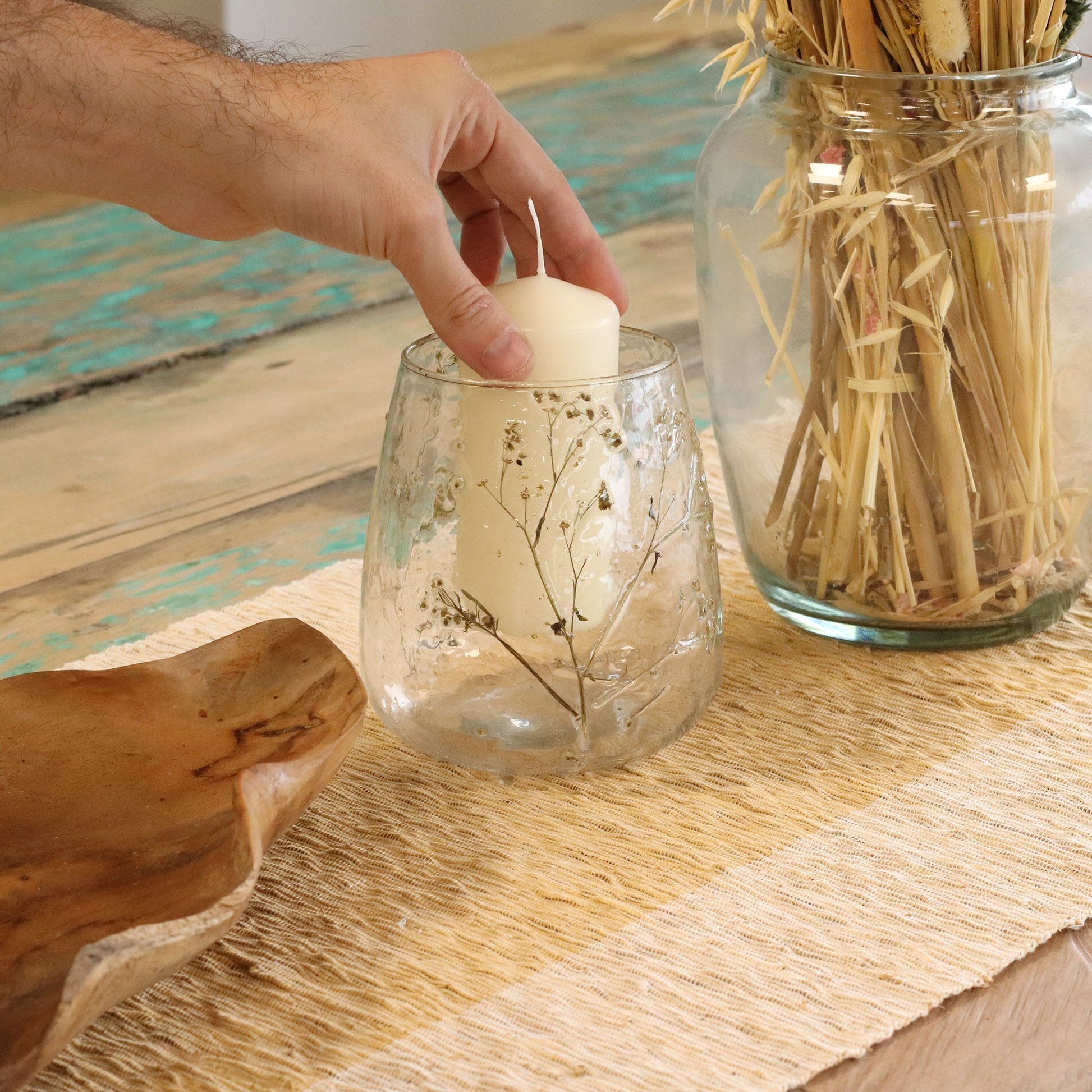 Natural Floral Glass - Vase Candle Holder - Margarita