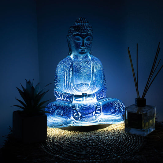 Sky Blue Meditation Buddha Lamp
