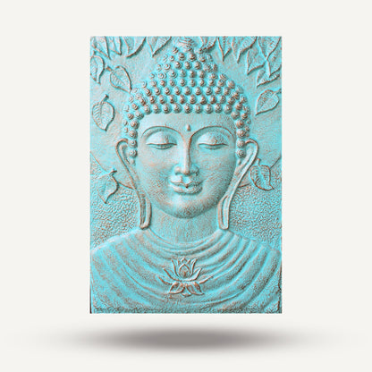 Large Ganpati Iron Frame Turquoise Relief - 0.7x1m